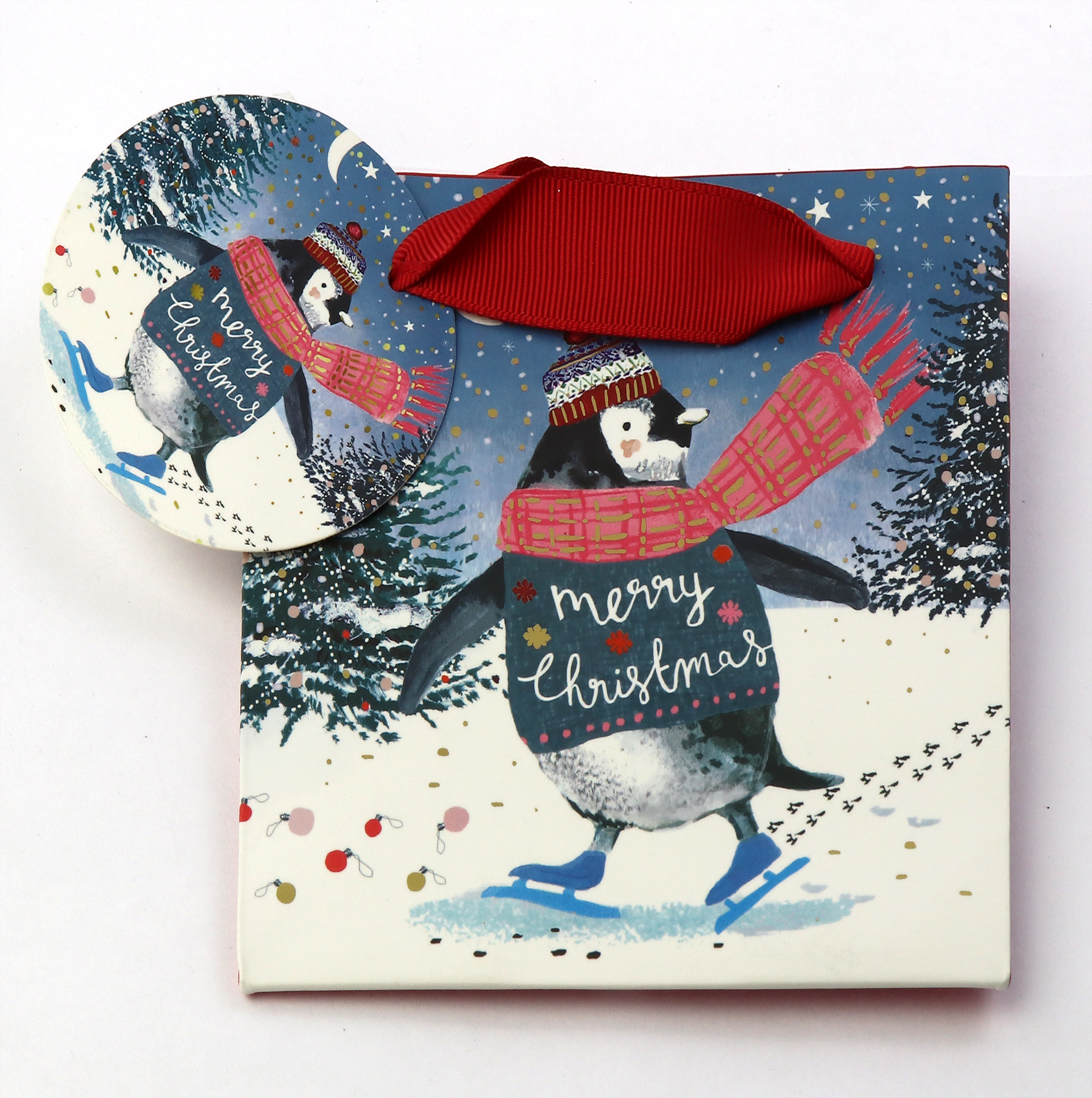 Punga cadou - Louise Tiler Penguin Merry Christmas, 13x13cm | Penny Kennedy