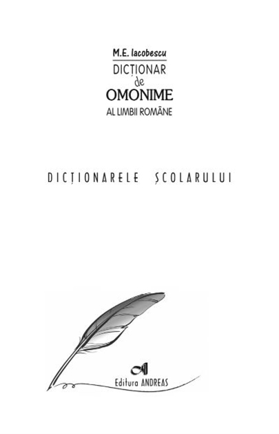 Dictionar de omonime al limbii romane | M.E. Iacobescu - 2