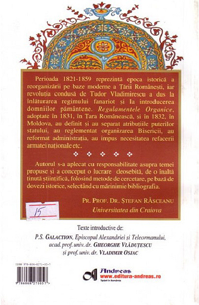 Biserica Ortodoxa in Tara Romaneasca. 1821-1859 | Protos dr. Ghenadie Ponea
