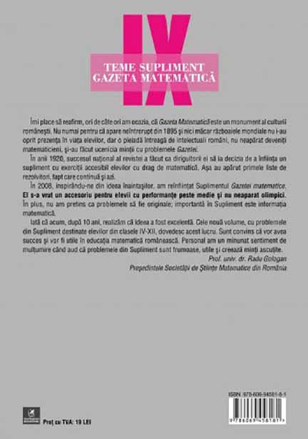 Teme supliment Gazeta matematica - clasa a IX-a | Radu Gologan (coord.), Marin Chirciu, Octavian Stroe, Daniel Jinga