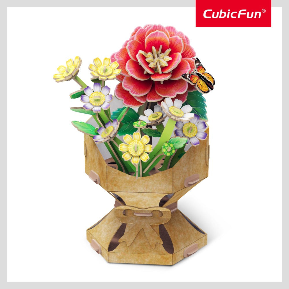 Puzzle 3D - Buchet de flori - Camelie, 109 piese  | CubicFun