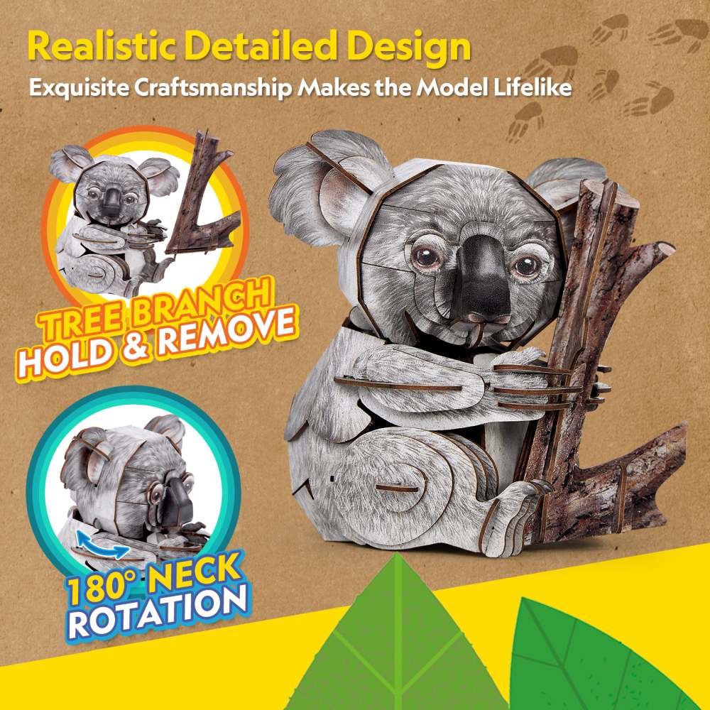 Puzzle 3D - National Geographic Animale Salbatice - Koala, 60 piese | CubicFun - 4