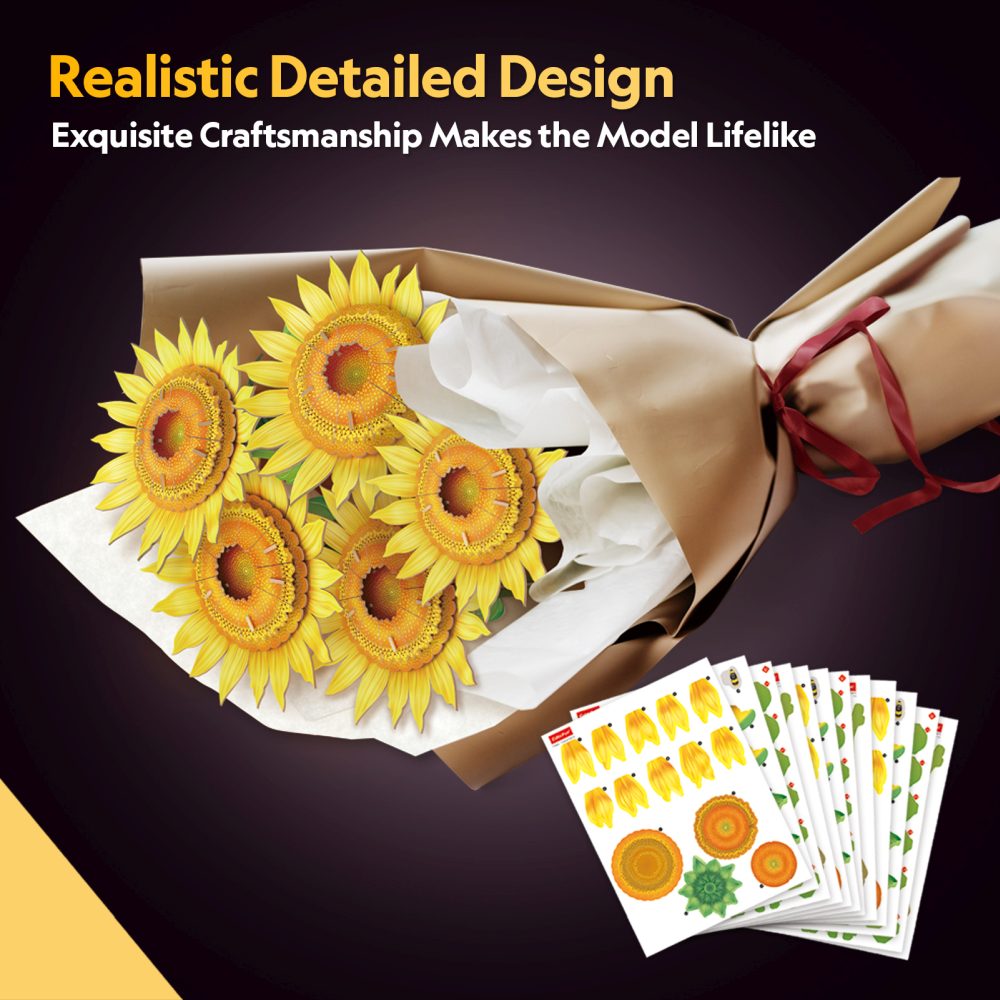 Puzzle 3D - Buchet de Floarea Soarelui, 180 piese | CubicFun - 4