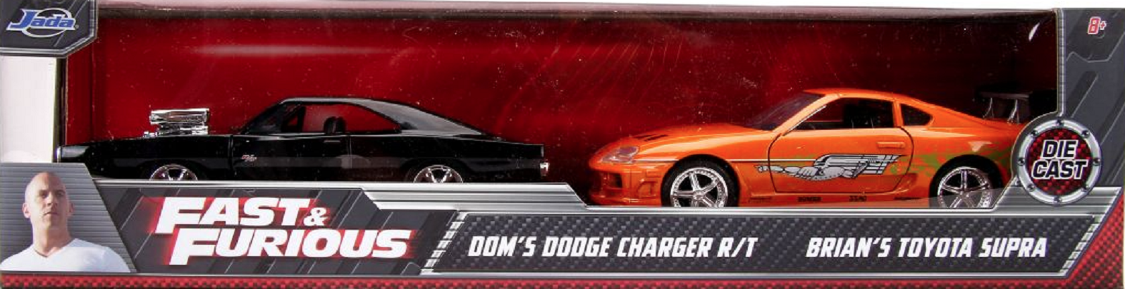 Set 2 masinute metalice - Fast & Furious - Dom's Dodge Charger R/T si Brian's Toyota Supra | Jada Toys - 5