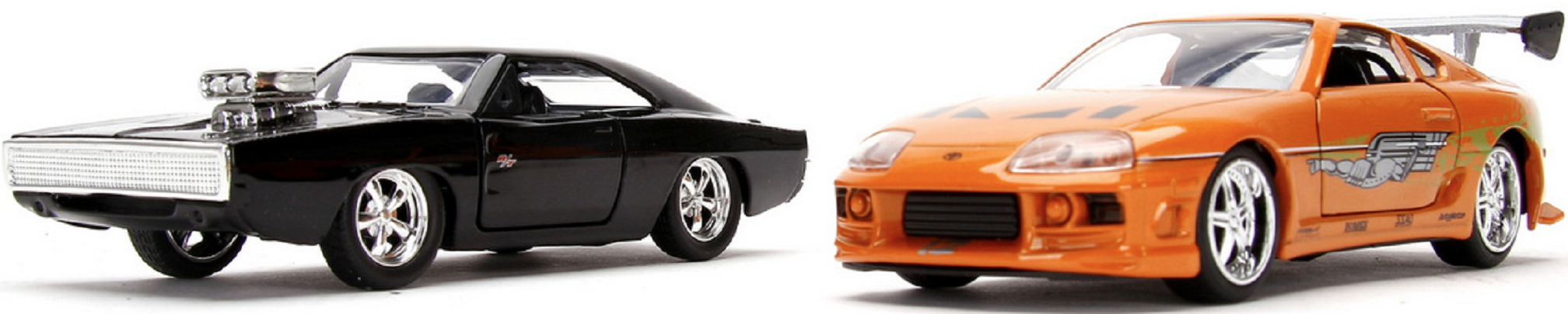 Set 2 masinute metalice - Fast & Furious - Dom's Dodge Charger R/T si Brian's Toyota Supra | Jada Toys