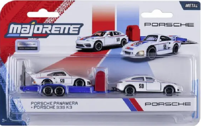 Set masinuta si remorca metalica - Porsche, 3 modele | Majorette - 1