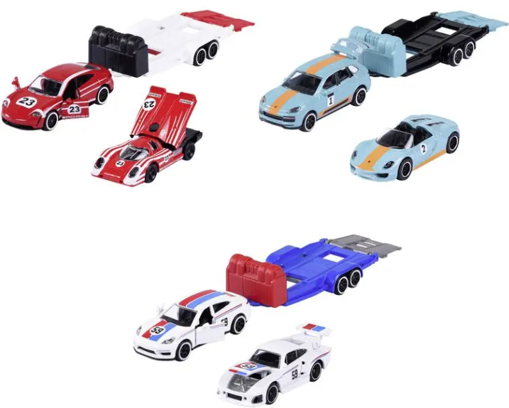 Set masinuta si remorca metalica - Porsche, 3 modele | Majorette
