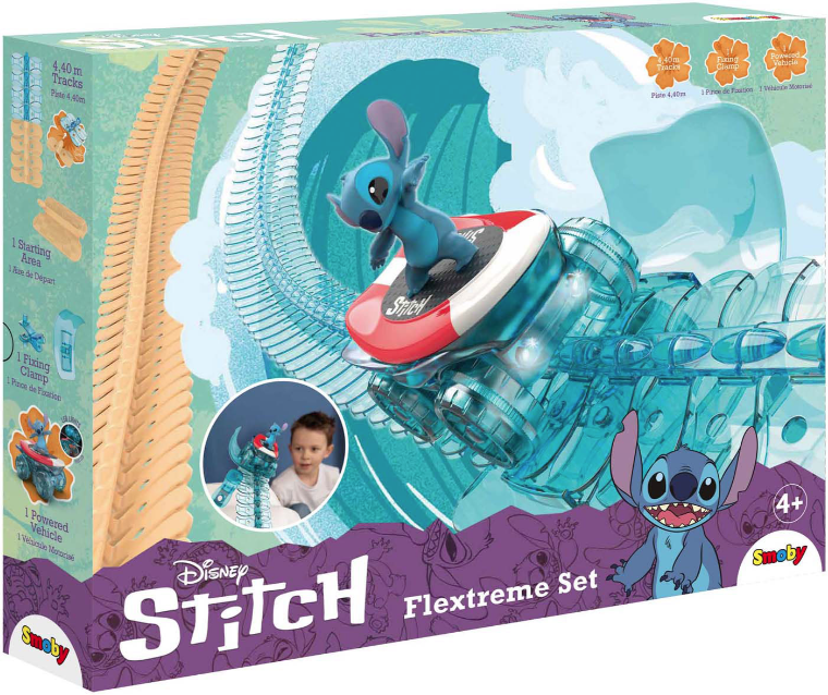 Set pista de curse cu masinuta  - Disney Stitch - Flextreme | Smoby - 5