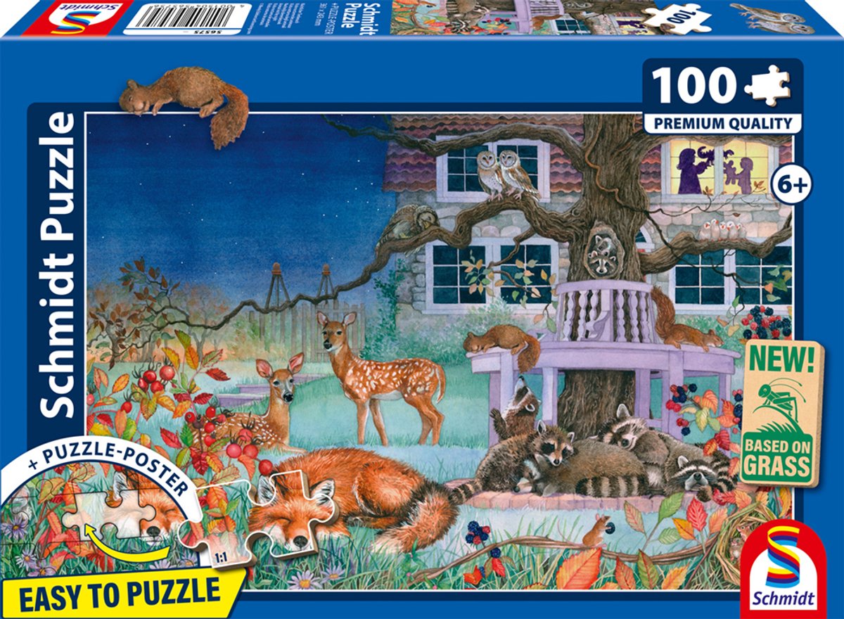 Puzzle 100 piese - Vizita animalelor noaptea | Schmidt - 1