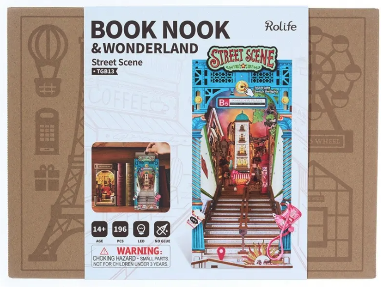 Book Nook. Puzzle 3D 196 piese - Wonderland Street Scene | Robotime - 4