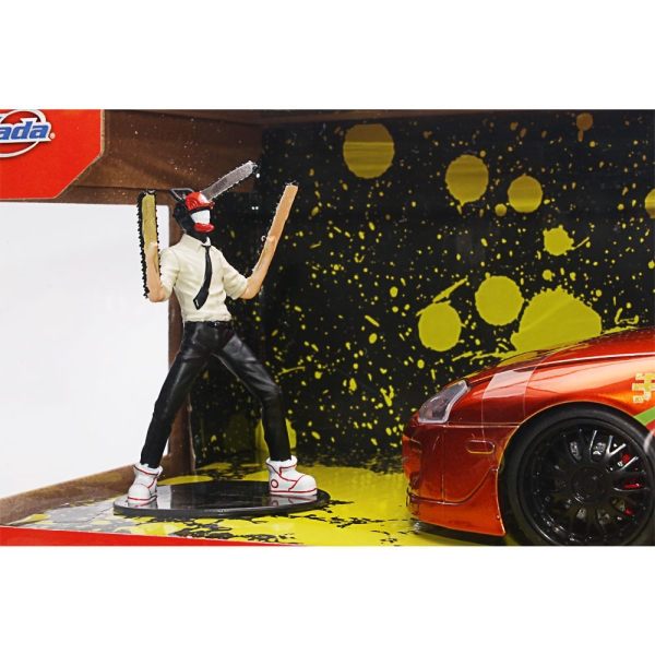 Set figurina si masinuta metalica - Chainsaw Man & Toyota Supra 1995 | Jada Toys - 1