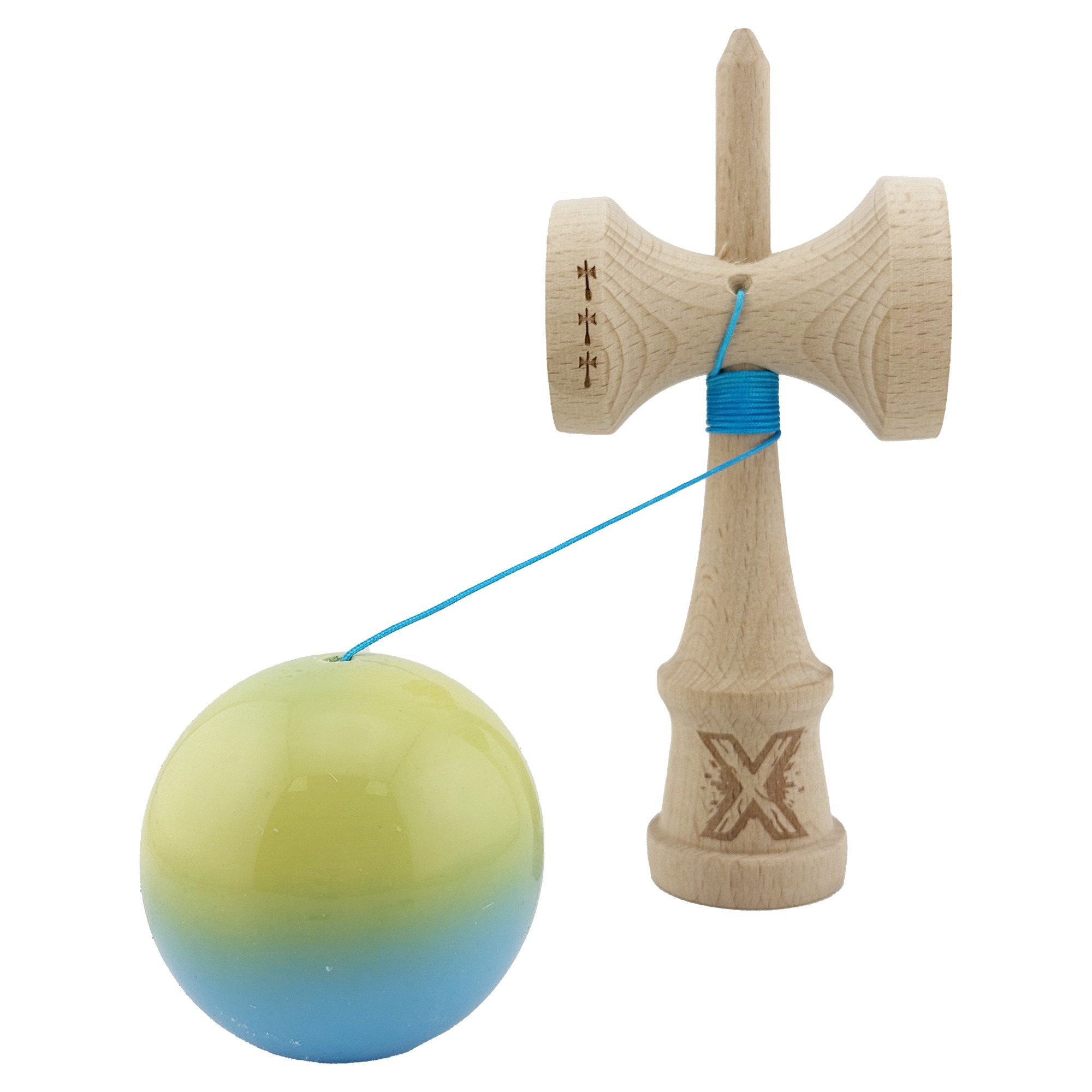Jucarie de indemanare - Kendama X Super Sticky - Galben/Verde/Albastru | X - 1