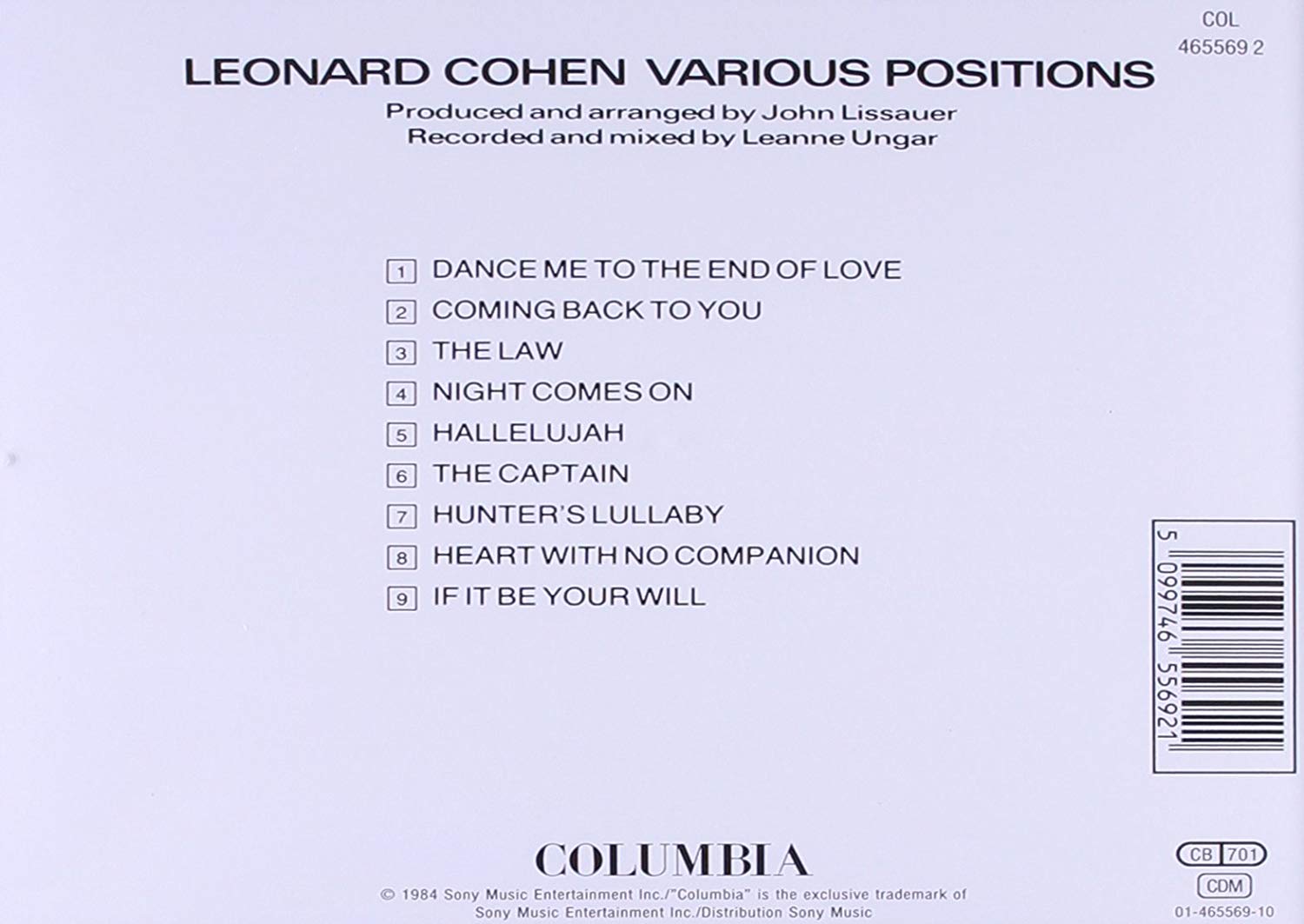 Various Positions | Leonard Cohen