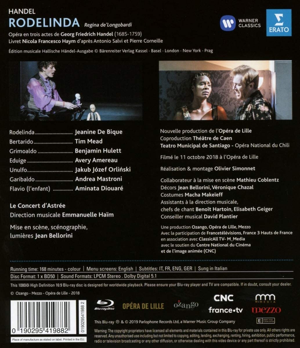 Handel: Rodelinda - Blu-ray | Emmanuelle Haim, Opera de Lille, Jeanine De Bique, Tim Mead