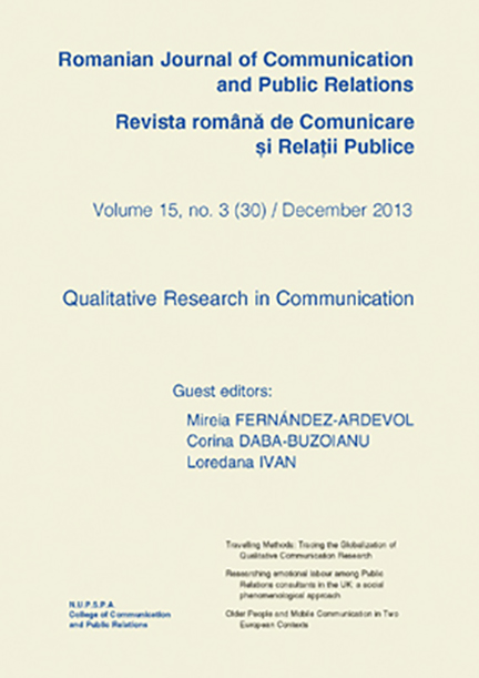 Vezi detalii pentru Romanian Journal of Communication and Public Relations / Revista romana de comunicare si relatii publice - nr. 30 / 2013 | 