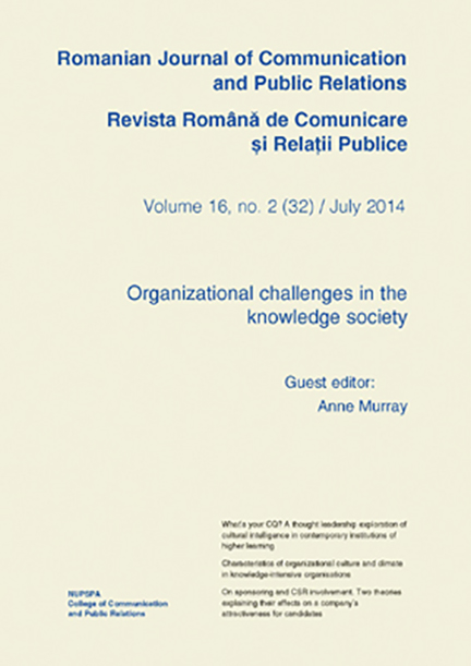 Romanian Journal of Communication and Public Relations / Revista romana de comunicare si relatii publice - nr. 32 / 2014 | 