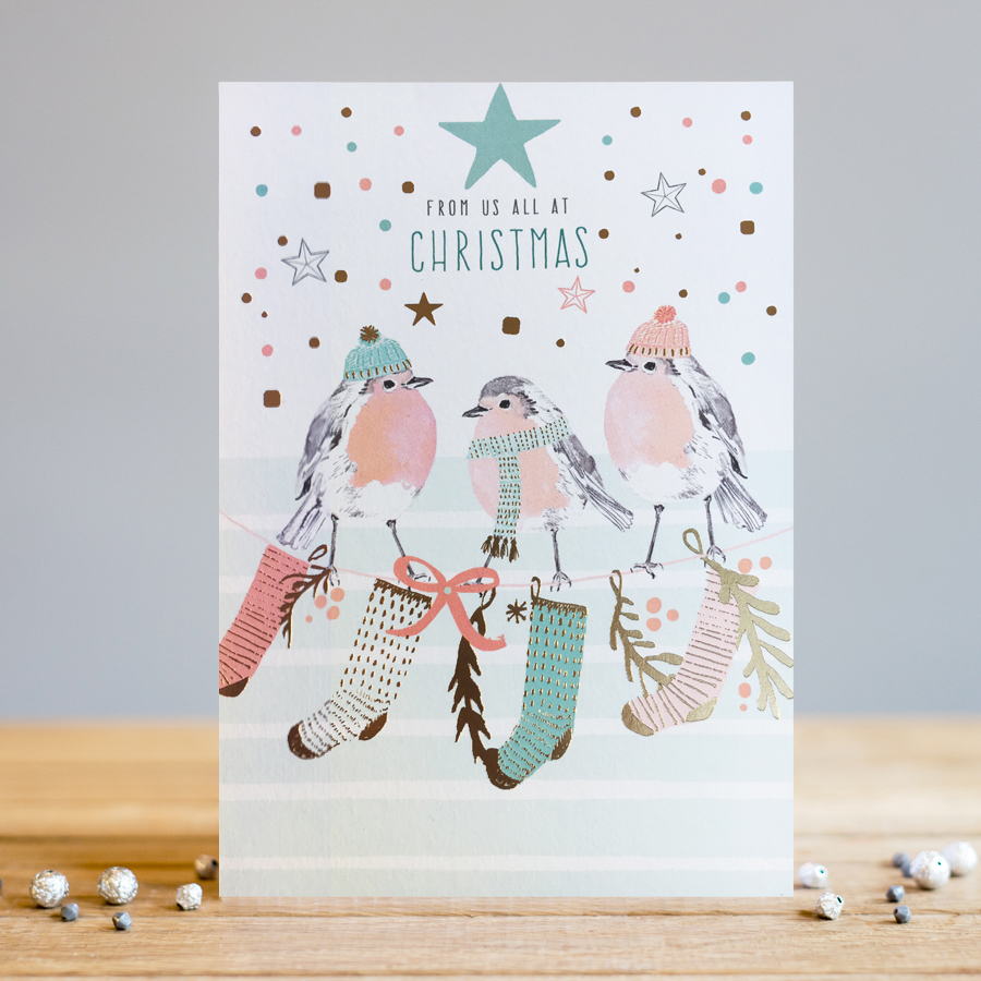  Felicitare - Three Robins From Us All | Louise Tiler Designs 