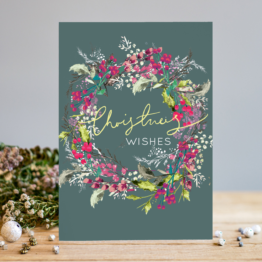  Felicitare - Christmas Wishes Wreath | Louise Tiler Designs 