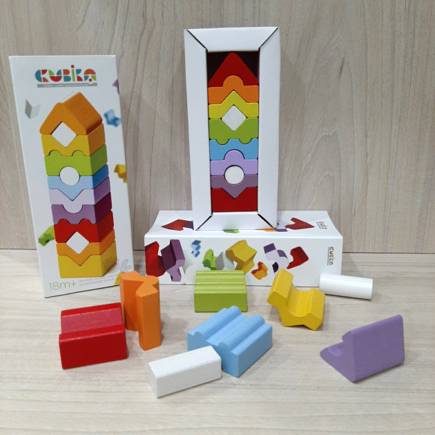  Set de constructie din lemn - Turn - 8 piese | Cubika 