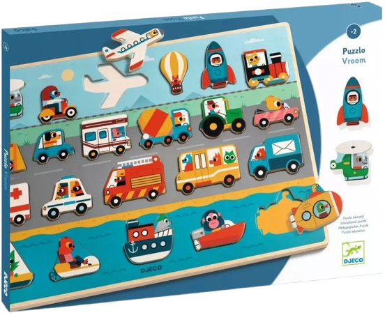 Puzzle din lemn - Vroom, Vroom | Djeco - 2