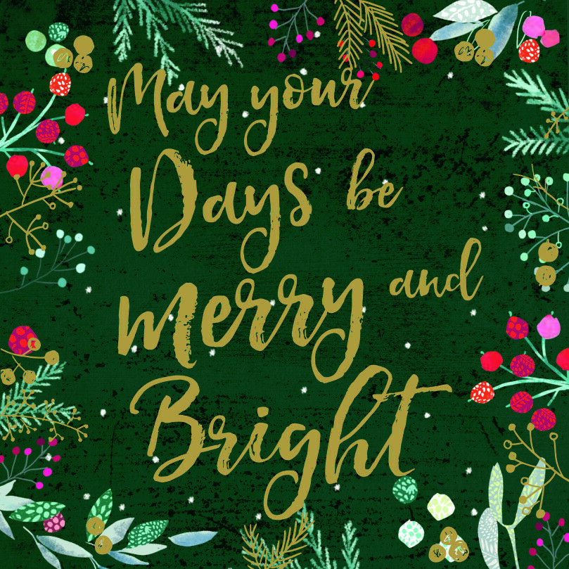 Felicitare Craciun_May Days be Merry Bright Foil Art Xmas Charity Christmas Cards | Ling Design