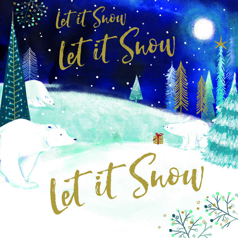  Felicitare Craciun_Let it Snow Polar Bears Foil Art Xmas Charity Christmas | Ling Design 