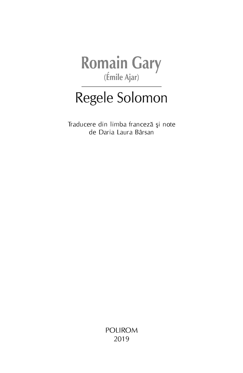 Regele Solomon | Romain Gary - 1