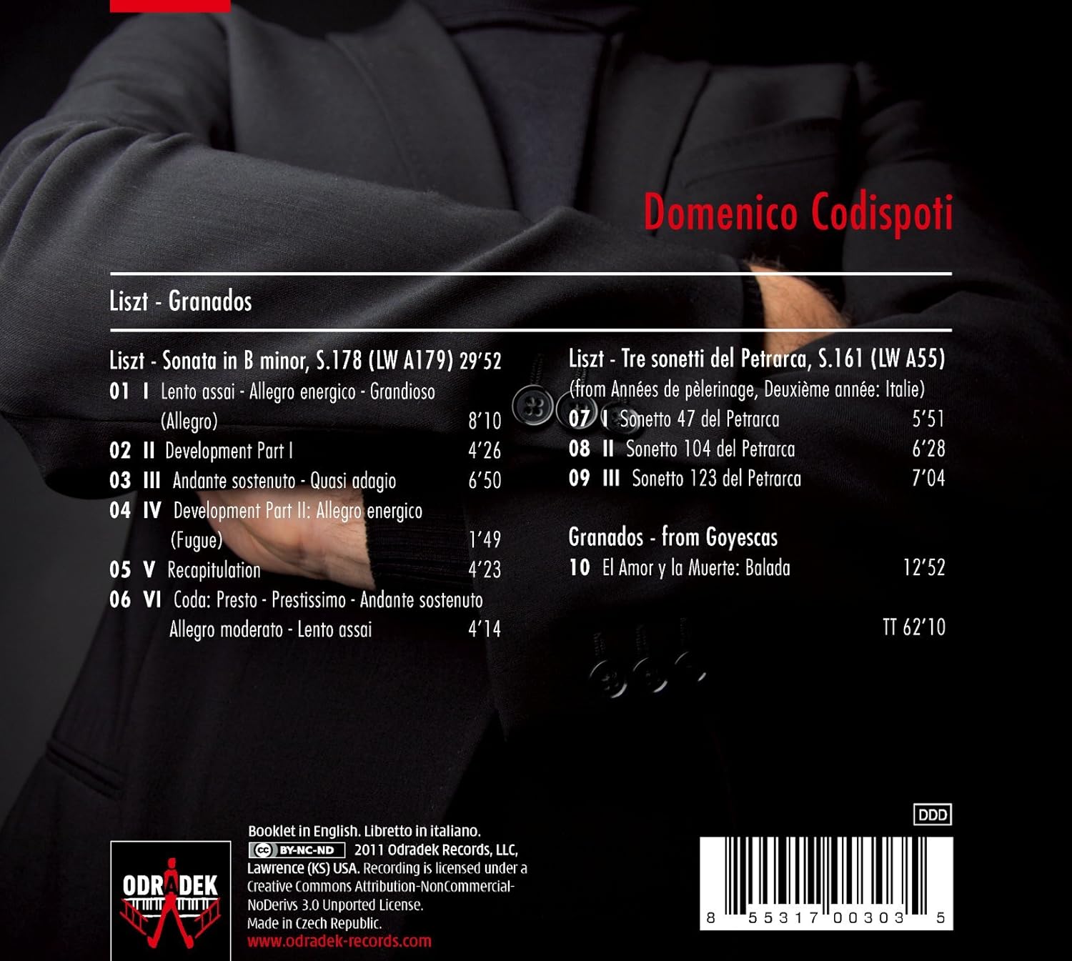 Liszt: Sonata In B Minor, Petrarch Sonnets / Grandados: El Amor y la Muerte | Domenico Codispoti