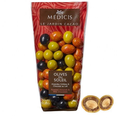 Migdale prajite in ciocolata cu lapte - Olives du Soleil, 250g | Medicis