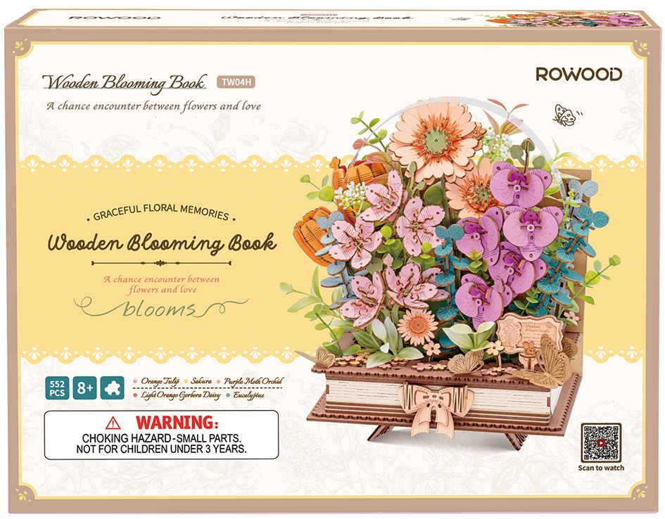 Diorama. Puzzle 3D - Wooden Blooming Book, 522 piese | Robotime - 2