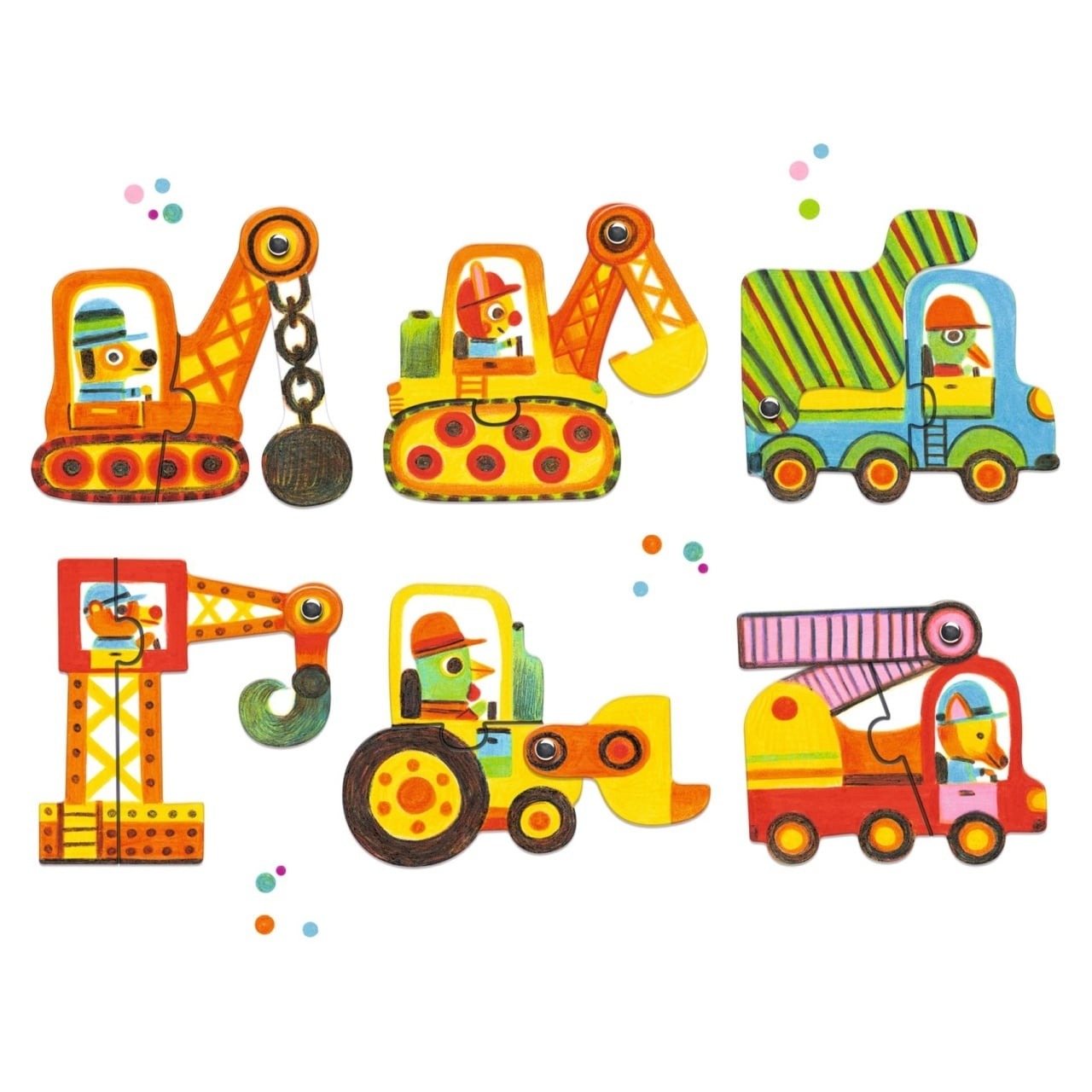 Puzzle mobil Duo - Vehicule, 12 piese | Djeco - 2