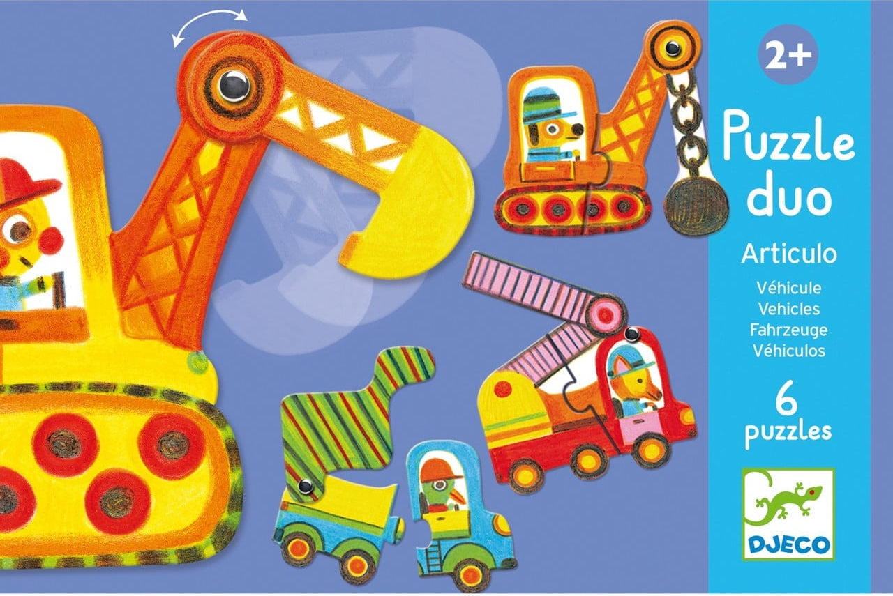 Puzzle mobil Duo - Vehicule, 12 piese | Djeco - 3