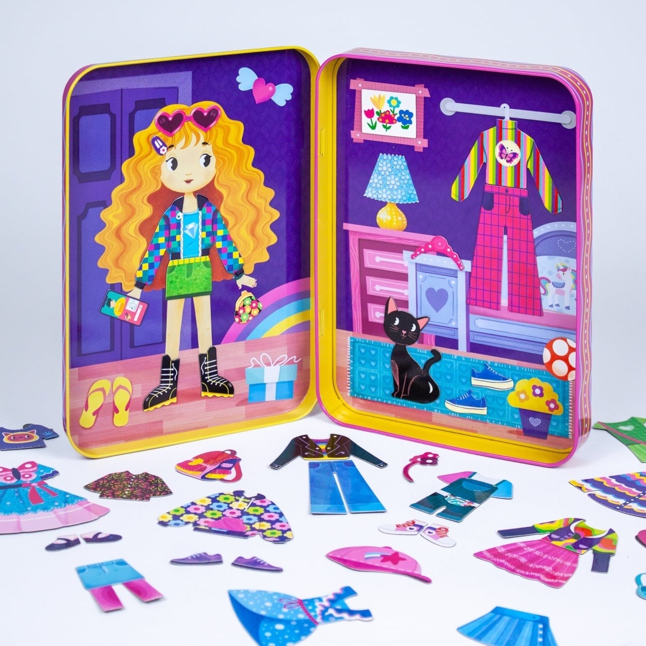 Puzzle magnetic in cutie metalica - Tinutele mele colorate, 45+ piese | Mimorello - 2