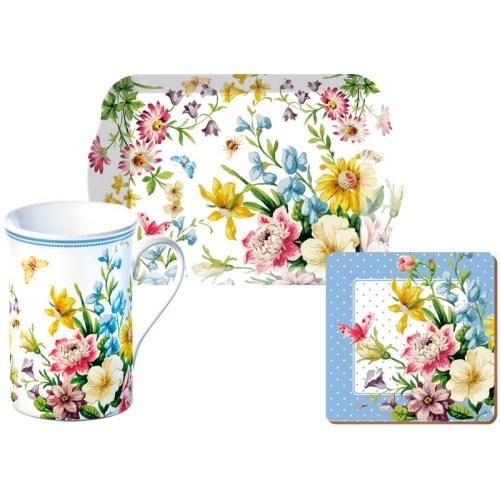 Katie Alice - \'English Garden\' Time for Tea Mug, Coaster & Tray Gift Set |