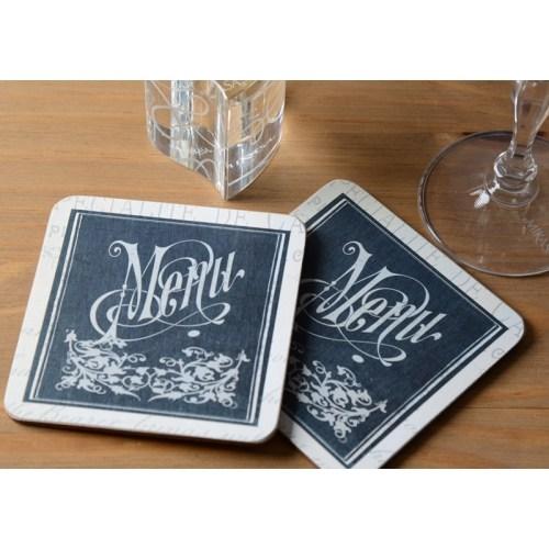 \'Menu Du Jour\' Cork Backed Coasters |