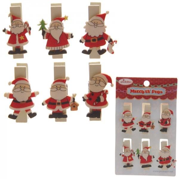 Set 6 carlige - Novelty Father Christmas  | Puckator