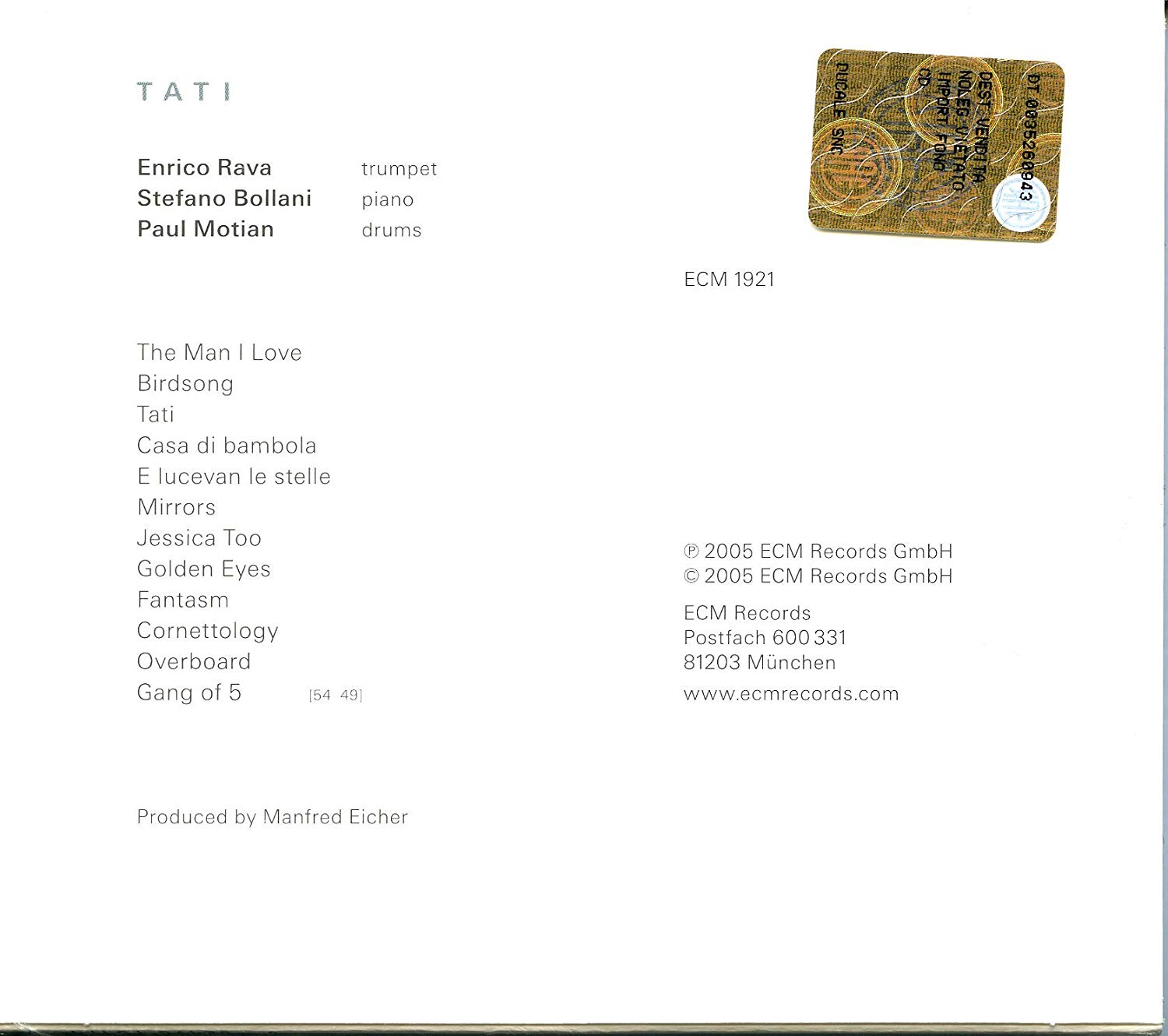 Tati | Enrico Rava, Stefano Bollani, Paul Motian