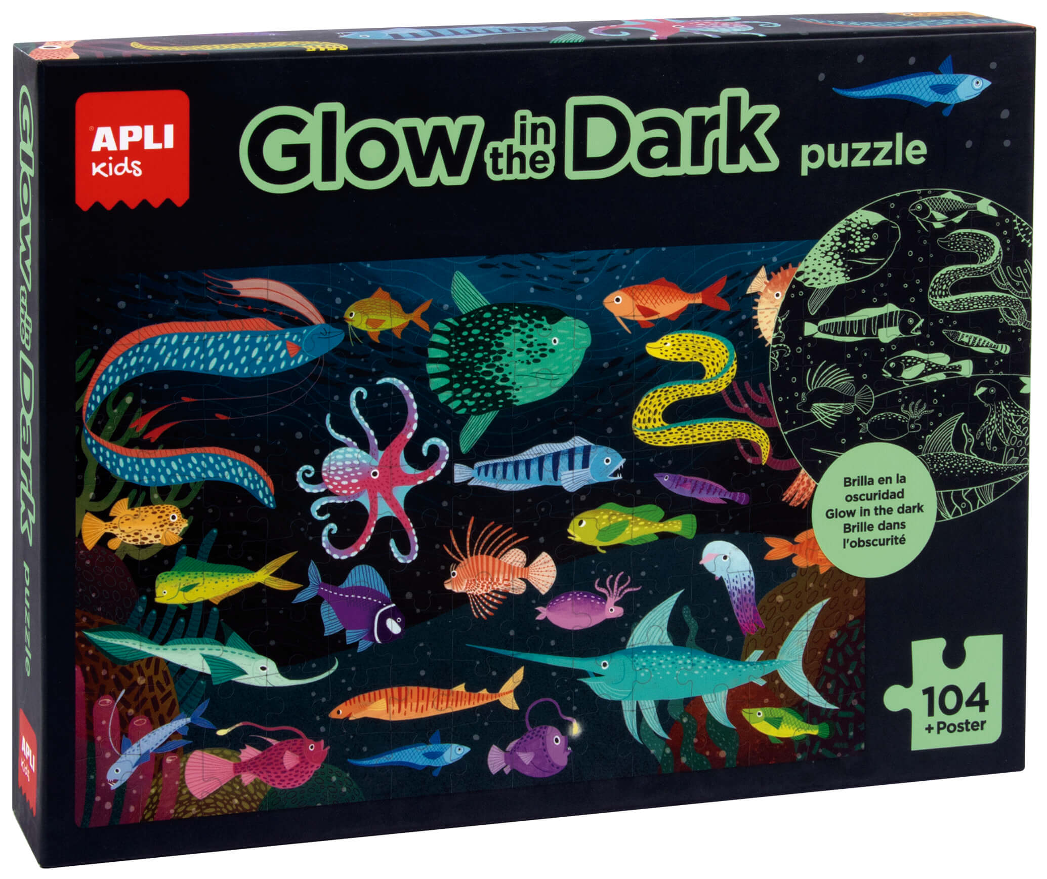 Puzzle 104 piese - Glow in the Dark - Ocean  | Apli - 4