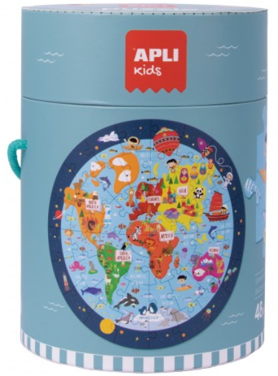 Puzzle circular 48 piese - Harta Lumii | Apli - 1