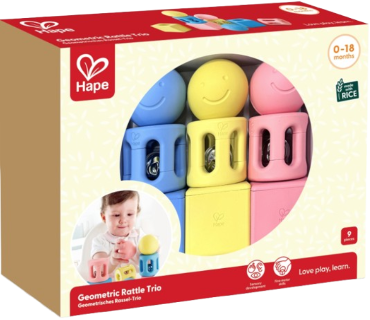 Jucarie bebelusi - Zdranganitoare trio cu forme geometrice | Hape - imagine 4