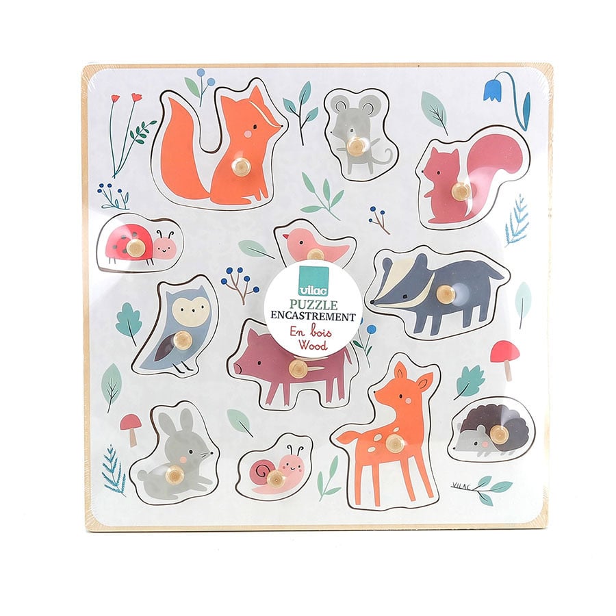 Puzzle din lemn - Forest animals peg puzzle - Sarah Betz | Vilac - 3