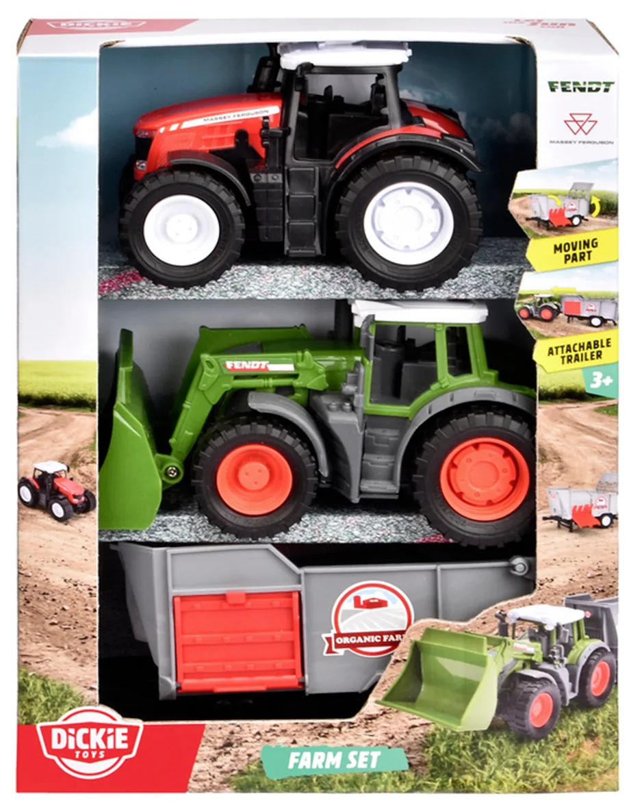 Set ferma - 2 tractoare + remorca | Dickie Toys - 2