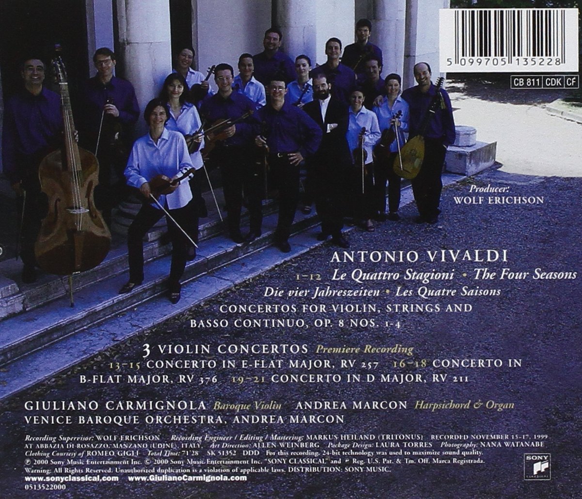 The Four Seasons - 3 Concertos For Violin & Orchestra | Andreea Marcon, Giuliano Carmignola, Venice Baroque Orchestra