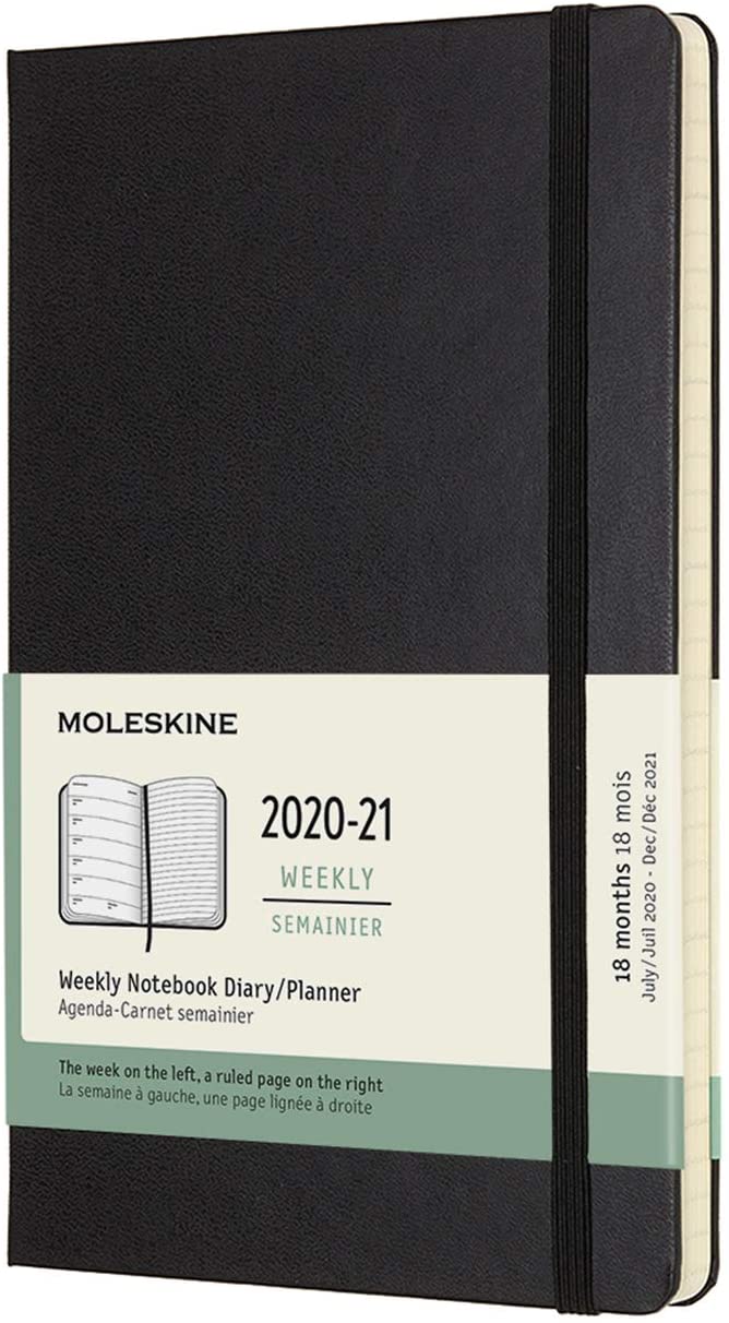 Agenda 2020-2021 - Moleskine 18-Month Weekly Notebook Planner - Black, Large, Hard Cover | Moleskine