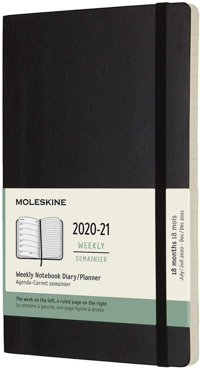 Agenda 2020-2021 - Moleskine 18-Month Weekly Notebook Planner - Black, Large, Soft Cover | Moleskine