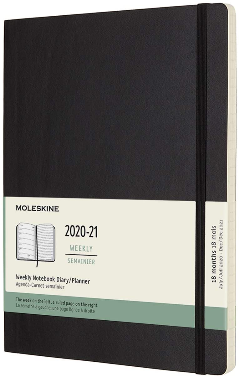 Agenda 2020-2021 - Moleskine 18-Month Weekly Notebook Planner - Black, X-Large, Soft Cover | Moleskine