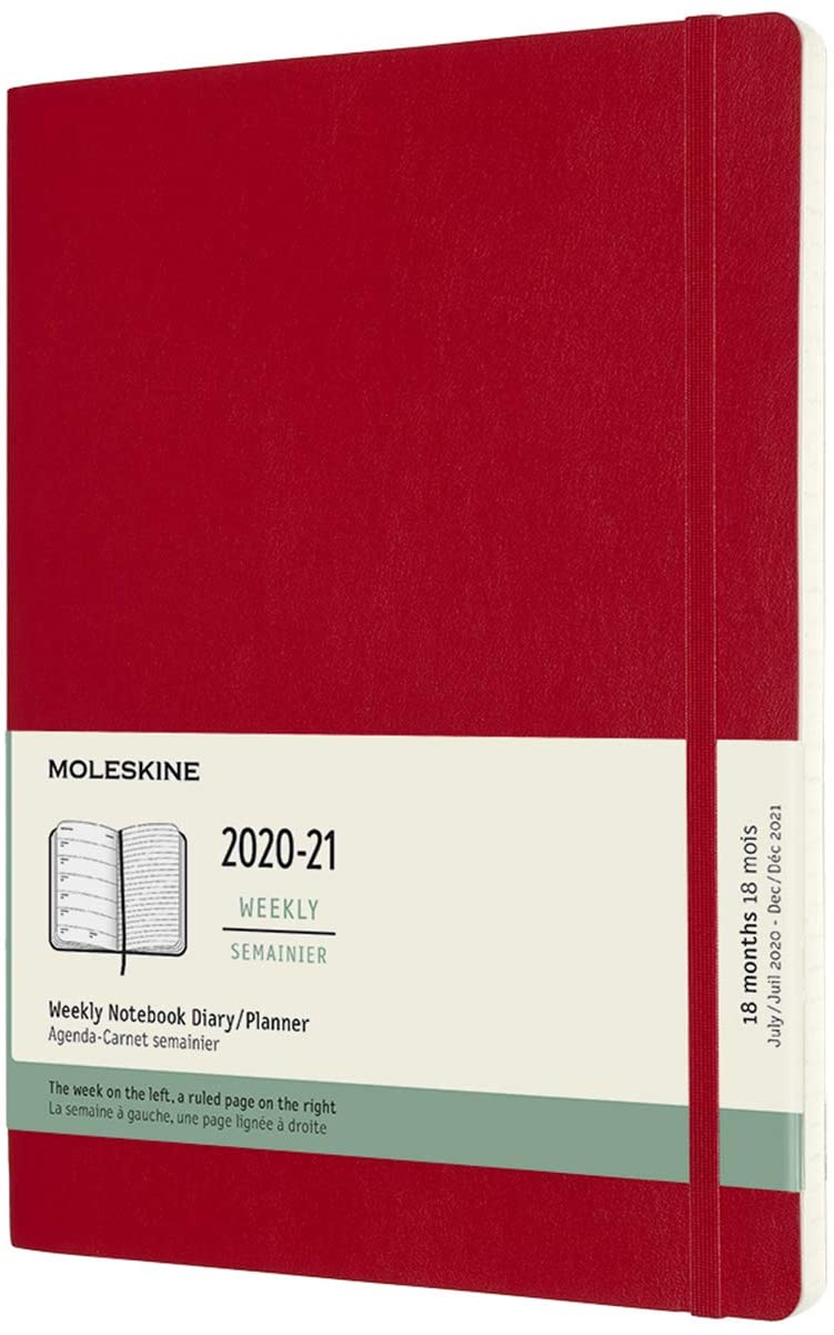 Agenda 2020-2021 - Moleskine 18-Month Weekly Notebook Planner - Scarlet Red, X-Large, Soft Cover | Moleskine