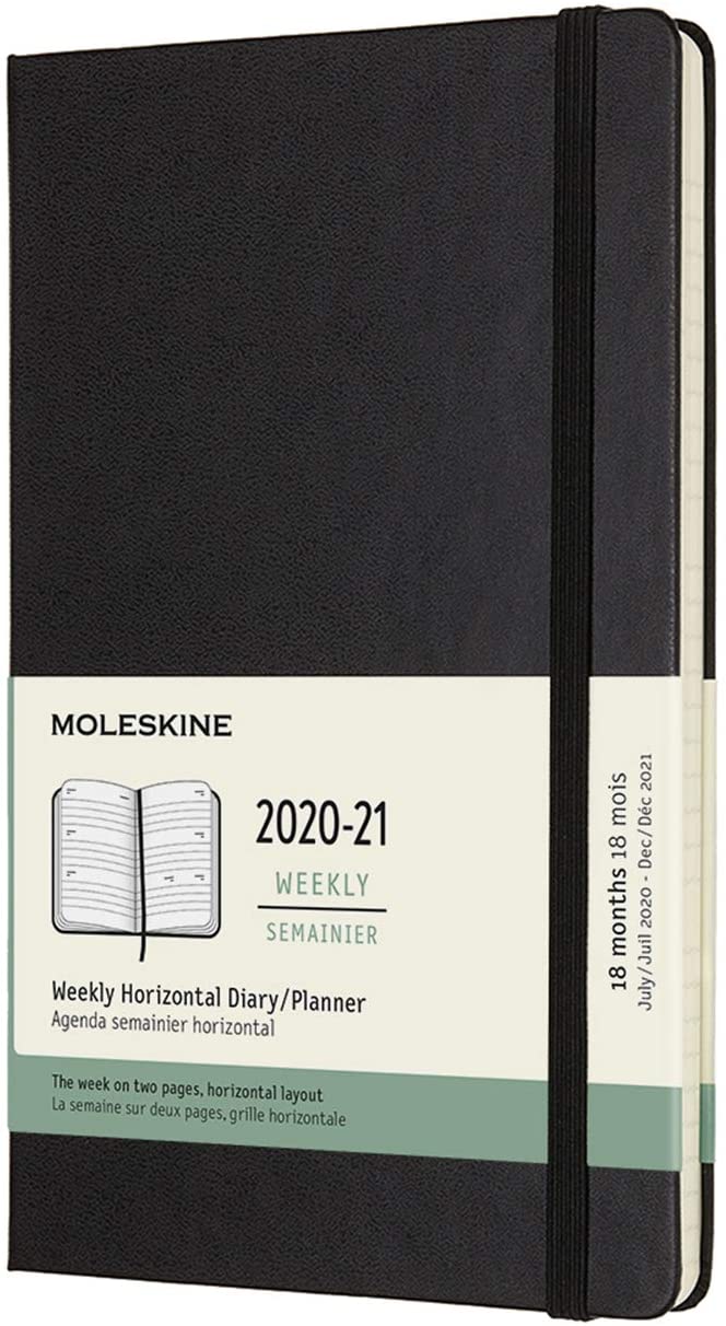 Agenda 2020-2021 - Moleskine 18-Month Weekly Horizontal Planner - Black, Large, Hard Cover | Moleskine