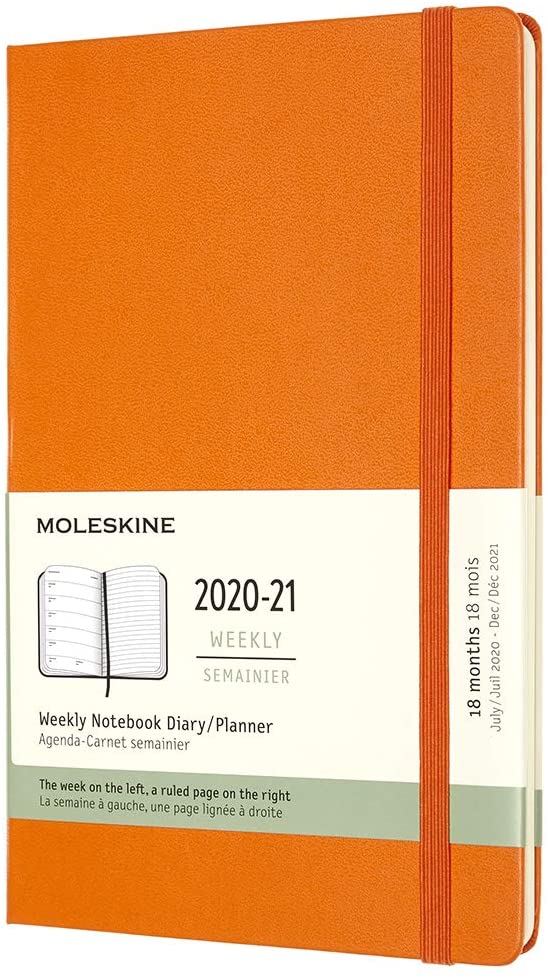 Agenda 2020-2021 - Moleskine 18-Month Weekly Notebook Planner - Cadmium Orange, Large, Hard Cover | Moleskine