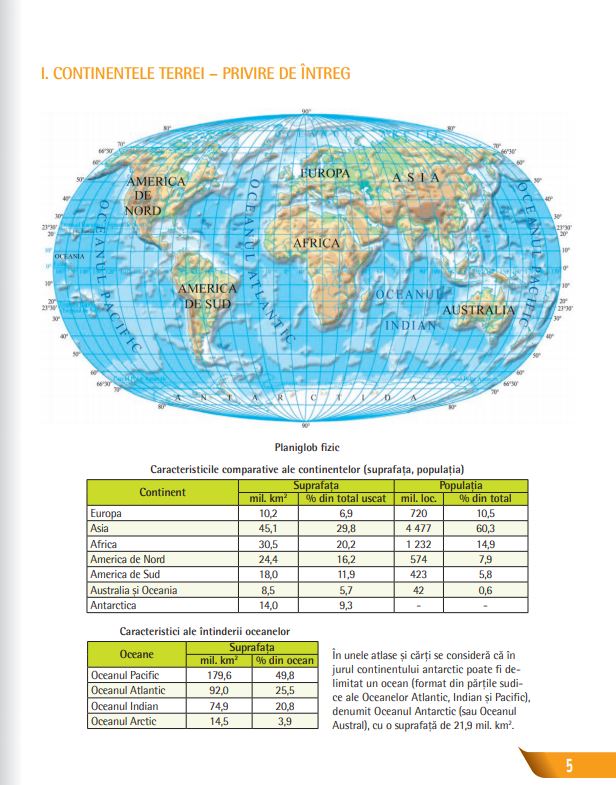 Atlas de geografia continentelor pentru clasele VI-VII | Octavian Mandrut